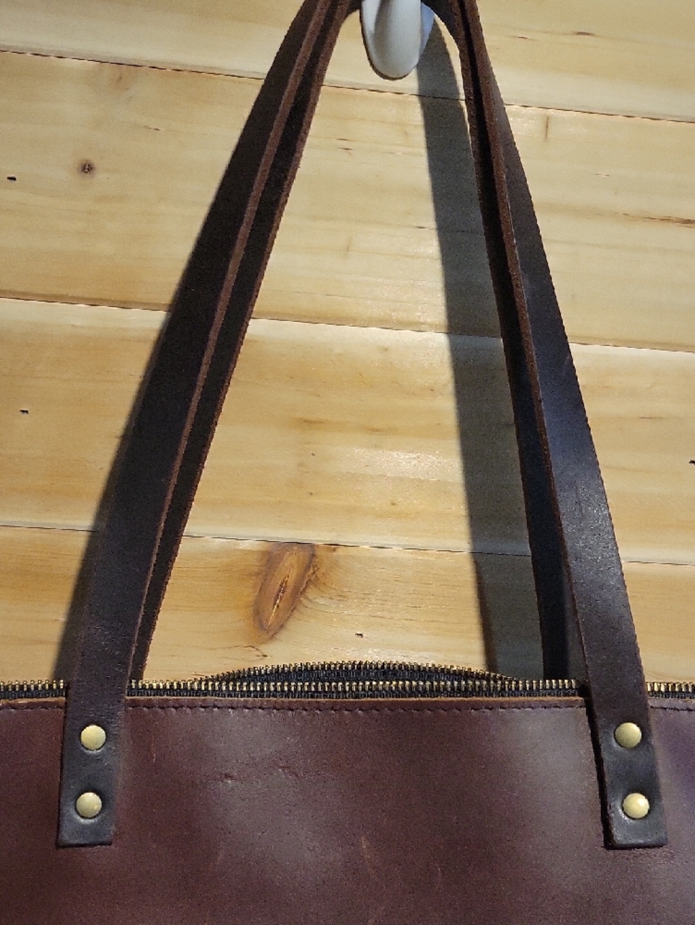 Portland Leather Dark Brown Tote with Front Pocket - Picture 5 of 11